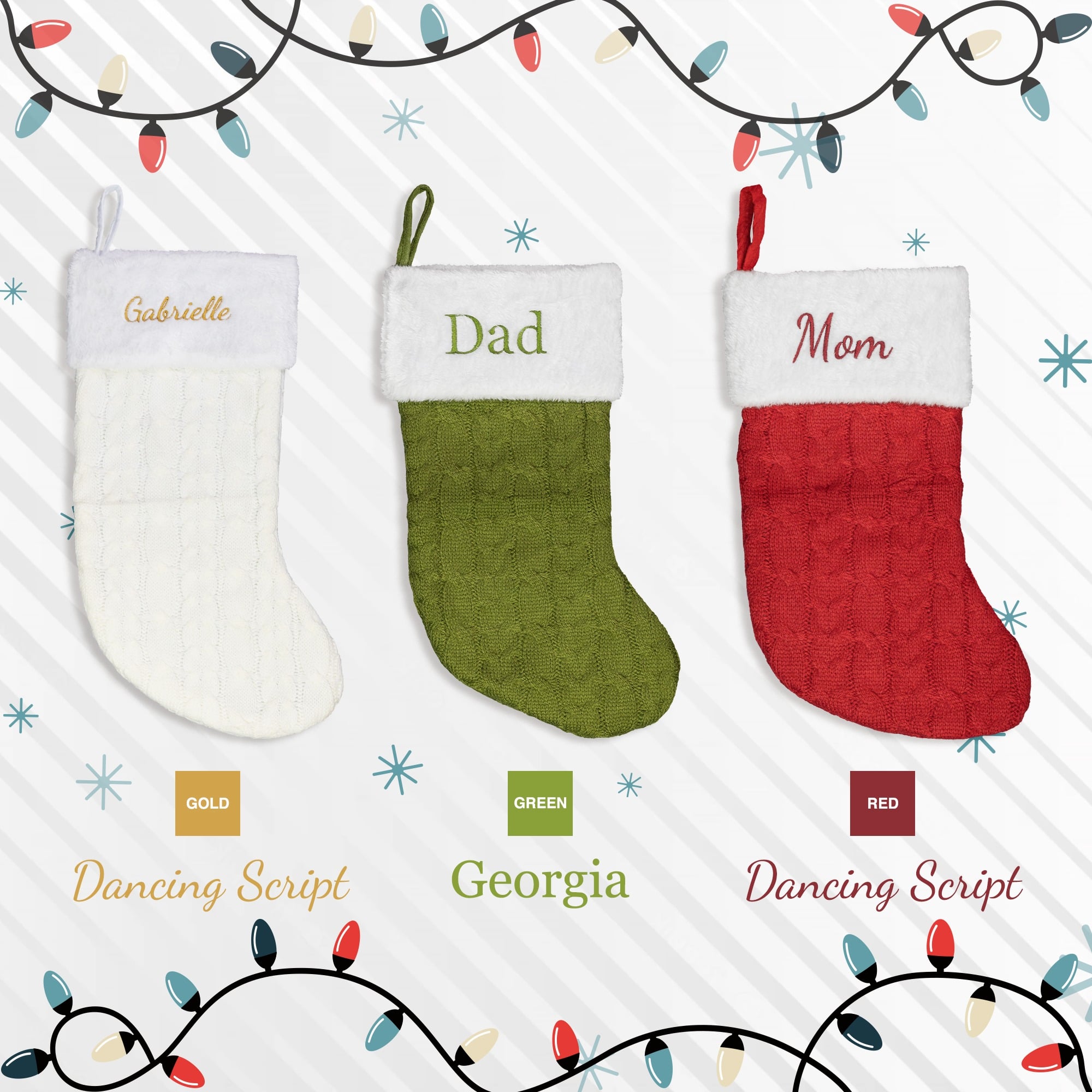 Personalized Embroidered Christmas Stocking - Custom Name Holiday Stocking